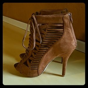 Suede Stilleto Peep Toes